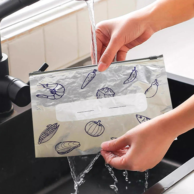 Pack de 30 Sacs de Conservation en Aluminium Reutilisable et Fermable 🥢🌍 - Parfait pour Stocker et Protéger Vos Aliments!